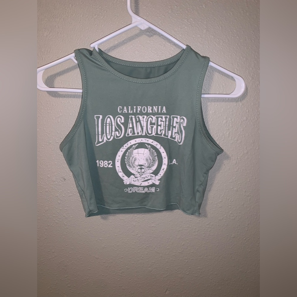 SHEIN Los Angeles Tank Top, Size XS, Blue/Teal, Crop Top